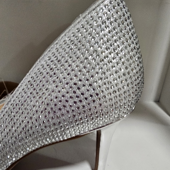 jessica simpson lindiza rhinestones sparkly silver heels new - Picture 7 of 8